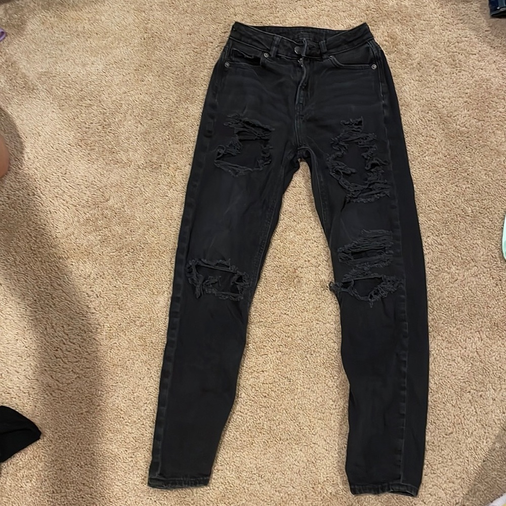 Black Americans eagle ripped mom jeans